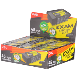 E3043 Exam Eraser 40×22×12mm Soft 2B Clean Black