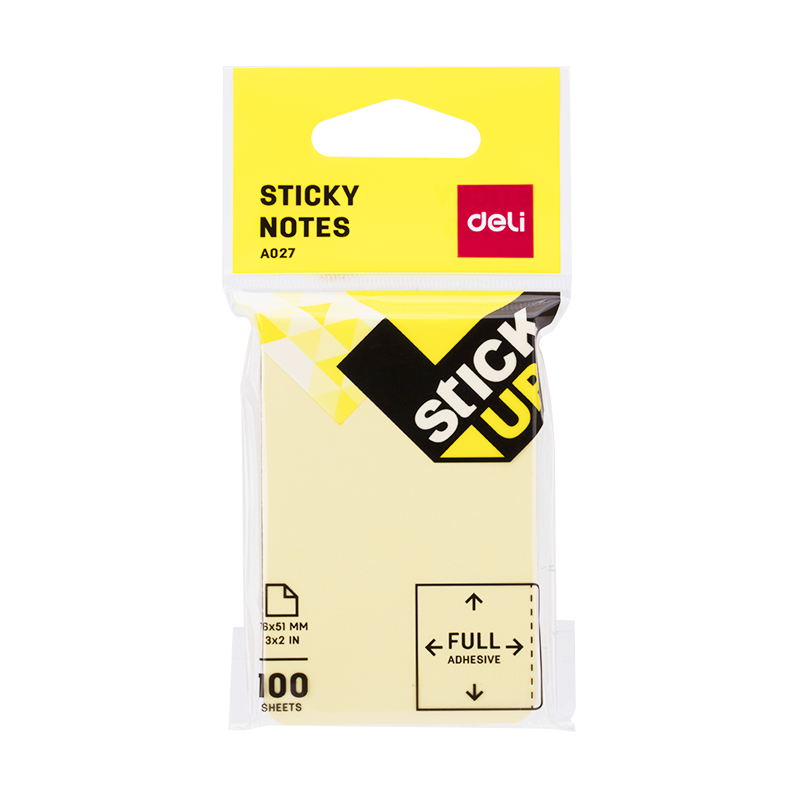 EA02752 Full Adhesive Sticky Note 76×51mm 3”×2” 100sheets Yellow Picture(s)