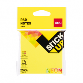 EA02602 Sticky Notes 76×76mm 3”×3” 4×25sheets 4 Neon Color