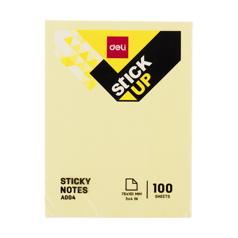 EA00453 Sticky Notes 76×101mm 3”×4” 100sheets Yellow Picture(s)