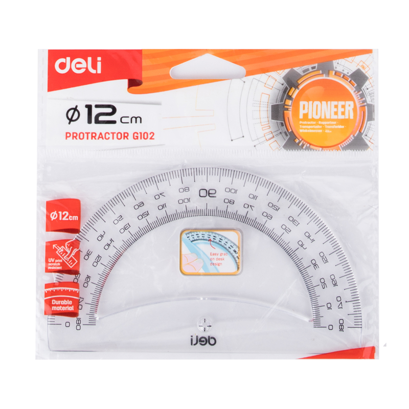 EG10212 180 degree Protractor Easy-grab 12cm Transparent Picture(s)