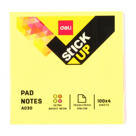 EA03003 Sticky Notes 76×76mm 3”×3” 4×100sheets 4 Neon Color