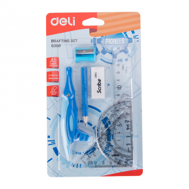 EG30001 Drafting Set 8pcs Ruler 15cm Set Squares Protractor Compass Pencil Eraser Sharpener 2C