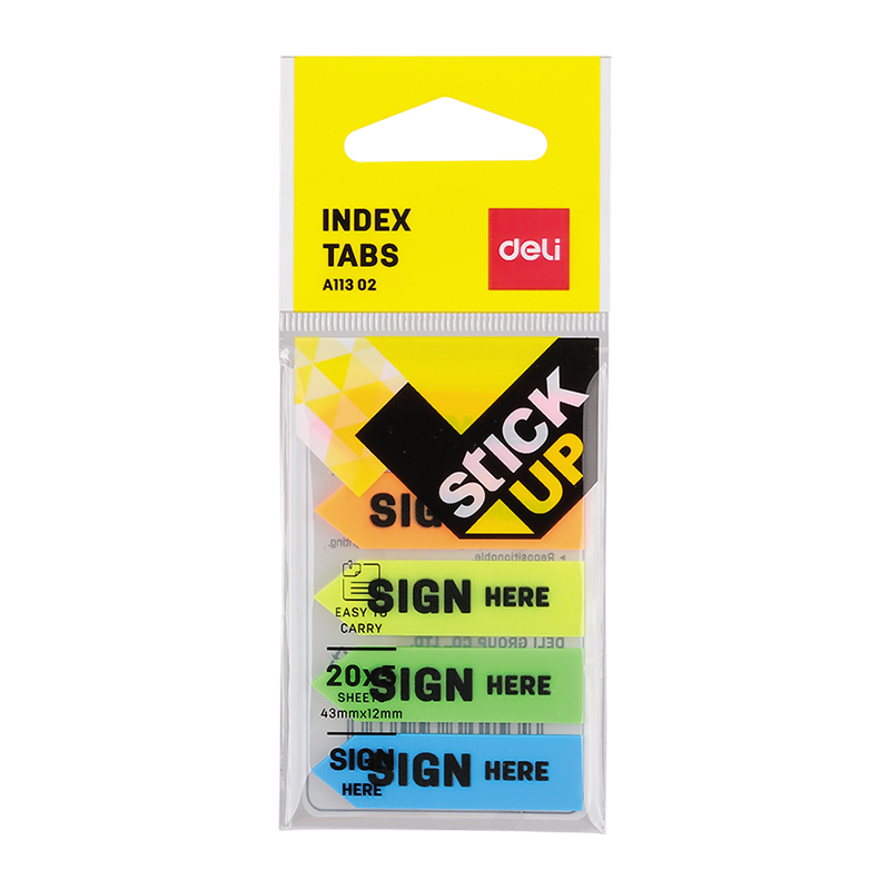 EA11302 Sign Here Film Index Tabs 44×12mm 5×20sheets 5 Color Picture(s)